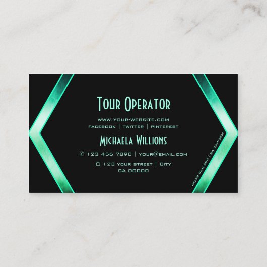 Fancy Black Shimmery Blauwgroen Patroonkoel met Lo Visitekaartje (Achterkant)