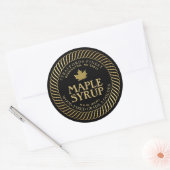 Fancy Blad en Grens Maple Syrup bewerkbaar Ronde Sticker (Envelop)
