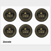 Fancy Blad en Grens Maple Syrup bewerkbaar Ronde Sticker (Vel)