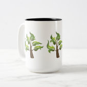 Fancy bladeren tweekleurige koffiemok (Voorkant links)