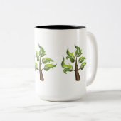 Fancy bladeren tweekleurige koffiemok (Voorkant rechts)