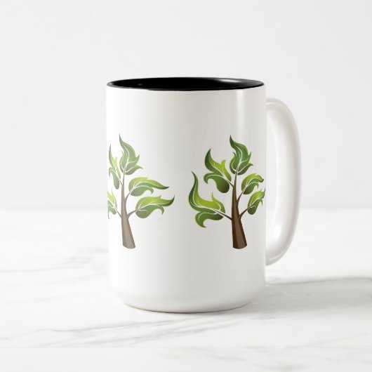 Fancy bladeren tweekleurige koffiemok (Voorkant rechts)