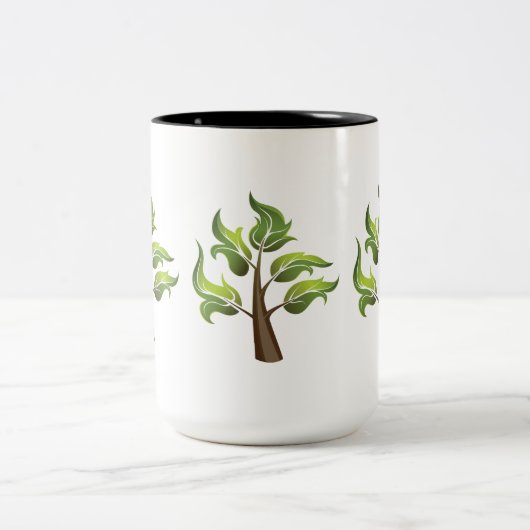 Fancy bladeren tweekleurige koffiemok (Center)