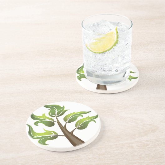 Fancy bladeren zandsteen onderzetter (Zijkant)