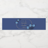 Fancy Blauw Bloem Bruiloft Mini Fles Waterfles Etiket (Enkel label)