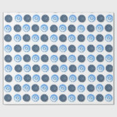 Fancy blauw Buttonnen Patroon op wit Cadeaupapier (Vlak)