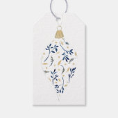 Fancy Blauw en Goud Ornament Cadeaulabel (Voorkant)