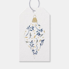 Fancy Blauw en Goud Ornament Cadeaulabel