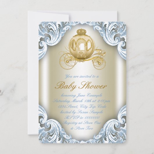 Fancy blauw en goudbruin Baby shower Kaart (Achterkant)