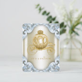 Fancy blauw en goudbruin Baby shower Kaart (Staand voorkant)