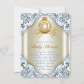 Fancy blauw en goudbruin Baby shower Kaart (Achterkant)