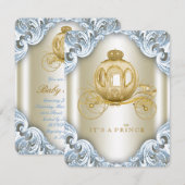 Fancy blauw en goudbruin Baby shower Kaart (Voorkant / Achterkant)