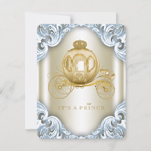 Fancy blauw en goudbruin Baby shower Kaart (Voorkant)