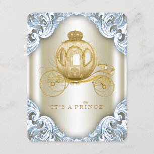 Fancy blauw en goudbruin Baby shower Kaart