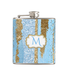 Fancy blauw- en goudkolf heupfles