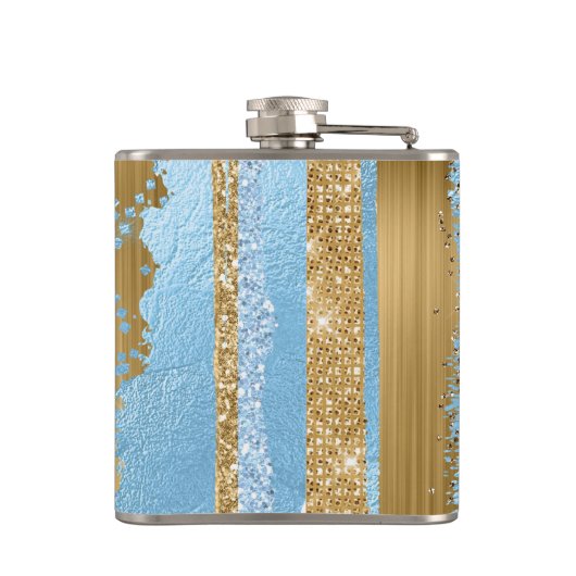 Fancy blauw- en goudkolf heupfles (Achterkant)