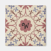 Fancy Blauw en Mauve Monogram Magnet (Voorkant)