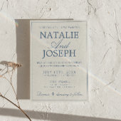 Fancy Blauw en Wit Old Money QR Code Huwelijk Kaart