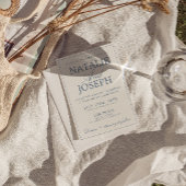 Fancy Blauw en Wit Oud Geld Luxe Trouwen Kaart
