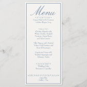 Fancy Blauw en Witte Luxe Trouwfeest met Oud Geld Menu (Voorkant)