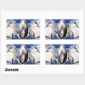 fancy blauw glas designer kunst rechthoekige sticker (Vel)