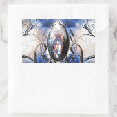 fancy blauw glas designer kunst rechthoekige sticker (Tas)