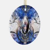 fancy blauw glasontwerperkunst keramisch ornament (Rechts)