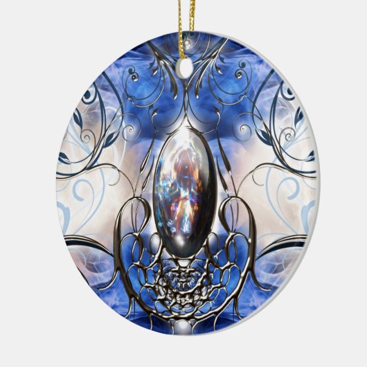  fancy  blauw glasontwerperkunst keramisch ornament (Links)