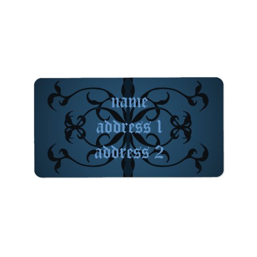 Fancy blauw Gotisch adres of boeklabels Etiket (Voorkant)
