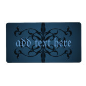 Fancy blauw gotisch flesje of potje labels (Voorkant)