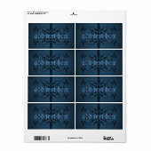 Fancy blauw gotisch flesje of potje labels (Full Sheet)