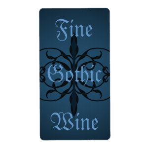 Fancy blauw Gotisch lang flesetiket om te personal Etiket