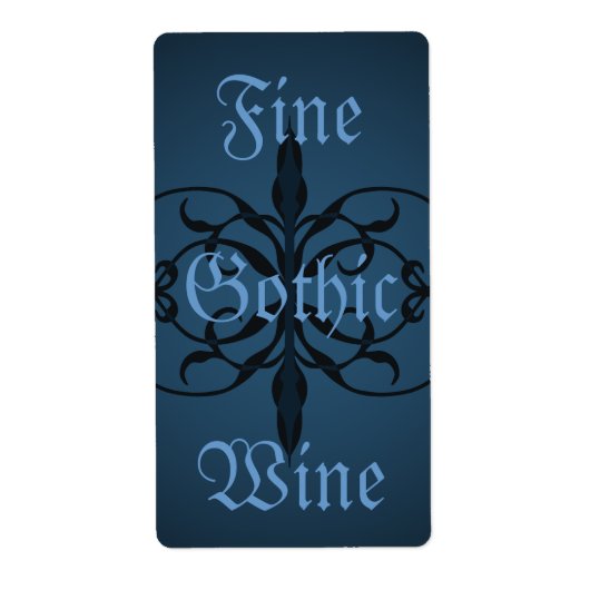 Fancy blauw Gotisch lang flesetiket om te personal Etiket (Voorkant)