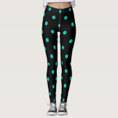 Fancy Blauw Groen en Zwart Retro Polka Dot Leggings (Voorkant)