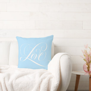 Fancy blauw liefdesgegrift kalligrafie kussen