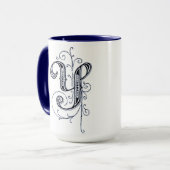Fancy blauw  monogram "Y" - Mok (Voorkant links)