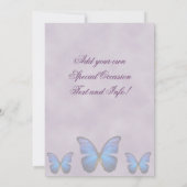 Fancy blauw-morfobutterfly-uitnodigingen kaart (Achterkant)
