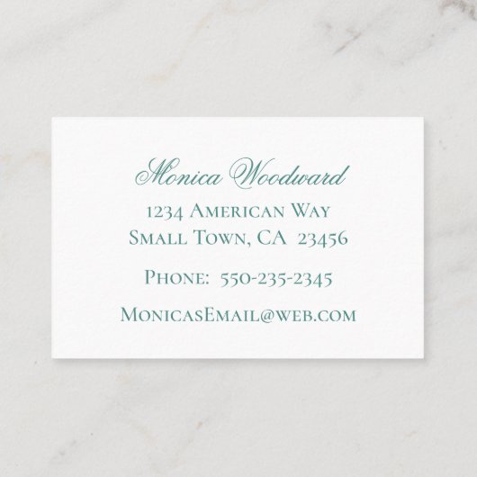 Fancy blauw op wit barok Lijst Visitekaartje (Achterkant)