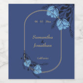 Fancy blauw weddenschapslabel wijn etiket (Enkel label)