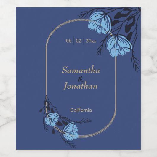 Fancy blauw weddenschapslabel wijn etiket (Enkel label)