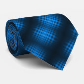 Fancy Blauw Zijde Tartan Stropdas (Opgerold)