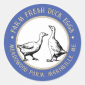 Fancy blauwe kartonnen doosje Euck of Goose Egg Ronde Sticker (Voorkant)