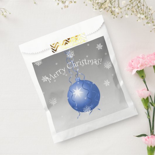 Fancy blauwe kerstsiertassen bedankzakje (Gezegeld)