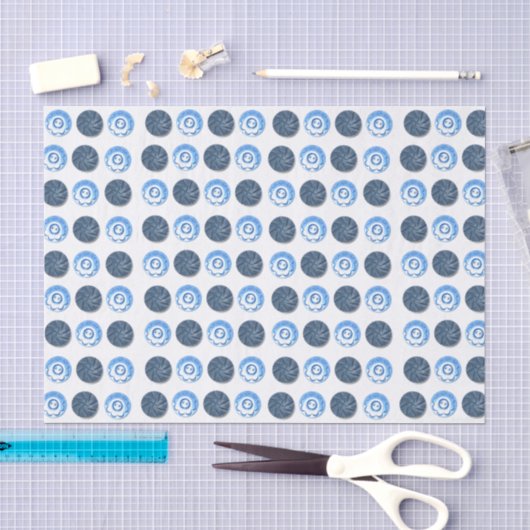 Fancy Blauwe Knopen Wit Tissuepapier (Craft)