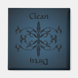 Fancy blauwe, schone of vuile vaatwasmagneet magneet