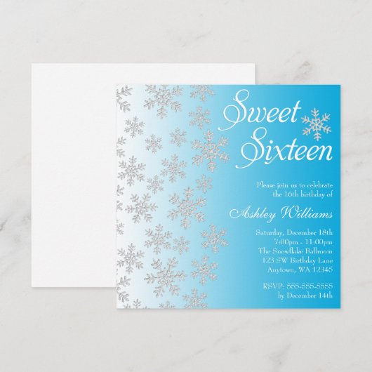 Fancy blauwe sneeuwvlokken Winter Wonderland Sweet Kaart (Voorkant / Achterkant)