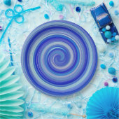 Fancy blauwe spiraal papieren bordje (Feest)
