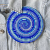 Fancy blauwe spiraal ronde button 6,0 cm (In situ)