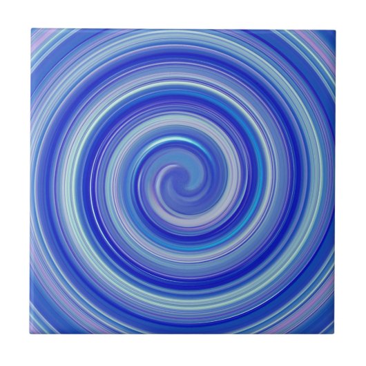 Fancy blauwe spiraal tegeltje (Voorkant)