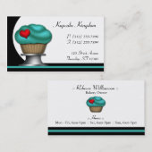 Fancy Blauwgroen Cupcake Pedestal Visitekaartjes (Voorkant / Achterkant)